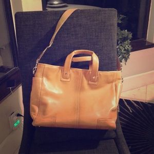 Coach leather work bag with shoulder strap